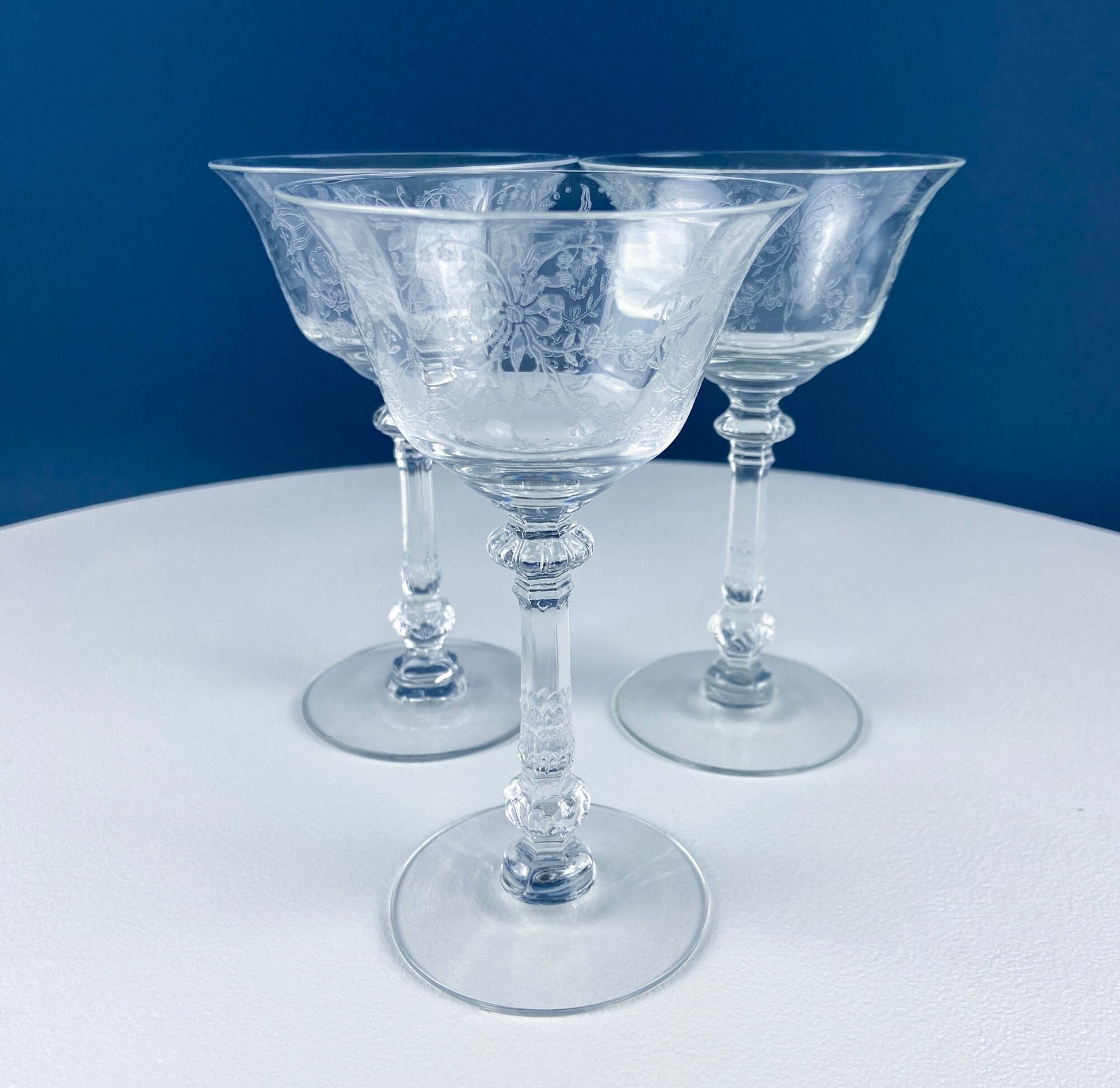 Heisey Sweet Wine, Liquor Glasses. Set of 6 Orchid Pattern Etched Crystal Sherbets. Home Gift. Dining Room Decor. Collectible Glassware. - I Bought a Yard Sale