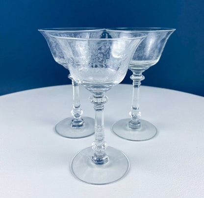 Heisey Sweet Wine, Liquor Glasses. Set of 6 Orchid Pattern Etched Crystal Sherbets. Home Gift. Dining Room Decor. Collectible Glassware. - I Bought a Yard Sale