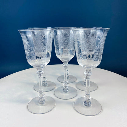 Heisey Sweet Wine, Liquor Glasses. Set of 6 Orchid Pattern Etched Crystal Sherbets. Home Gift. Dining Room Decor. Collectible Glassware. - I Bought a Yard Sale