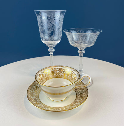 Heisey Sweet Wine, Liquor Glasses. Set of 6 Orchid Pattern Etched Crystal Sherbets. Home Gift. Dining Room Decor. Collectible Glassware. - I Bought a Yard Sale