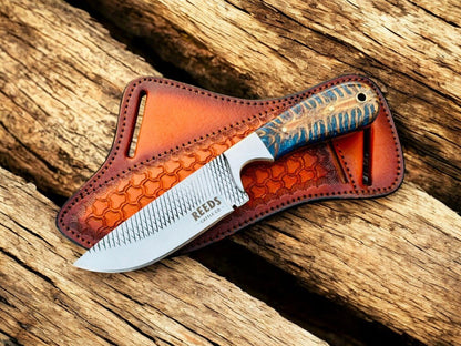 Hunting Knife with 4" Rasp Steel Blade & Blue Pine - Cone Resin Handle - I Bought a Yard Sale