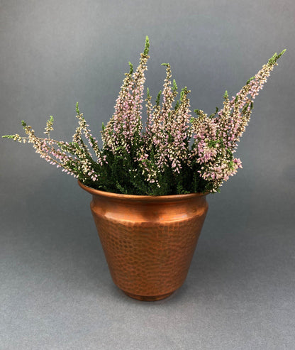 Antique Hand Hammered Brass & Copper Jardiniere Footed Flower Pot Vase. Herb Growing Container. Rustic Table Decor. 19th C Imperial Russia.