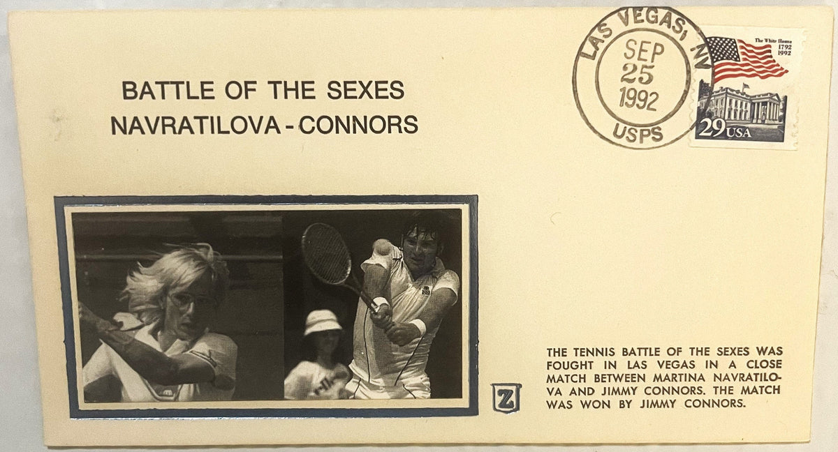 Vintage 1992 Battle of the Sexes Embossed Stamped Envelope | Navratilova vs Connors