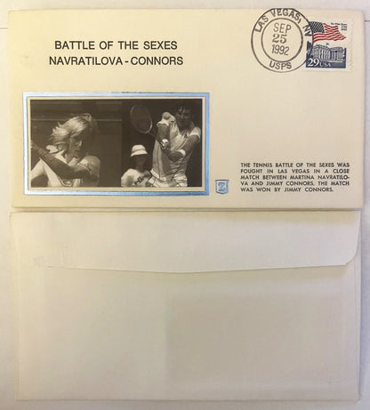 Vintage 1992 Battle of the Sexes Embossed Stamped Envelope | Navratilova vs Connors