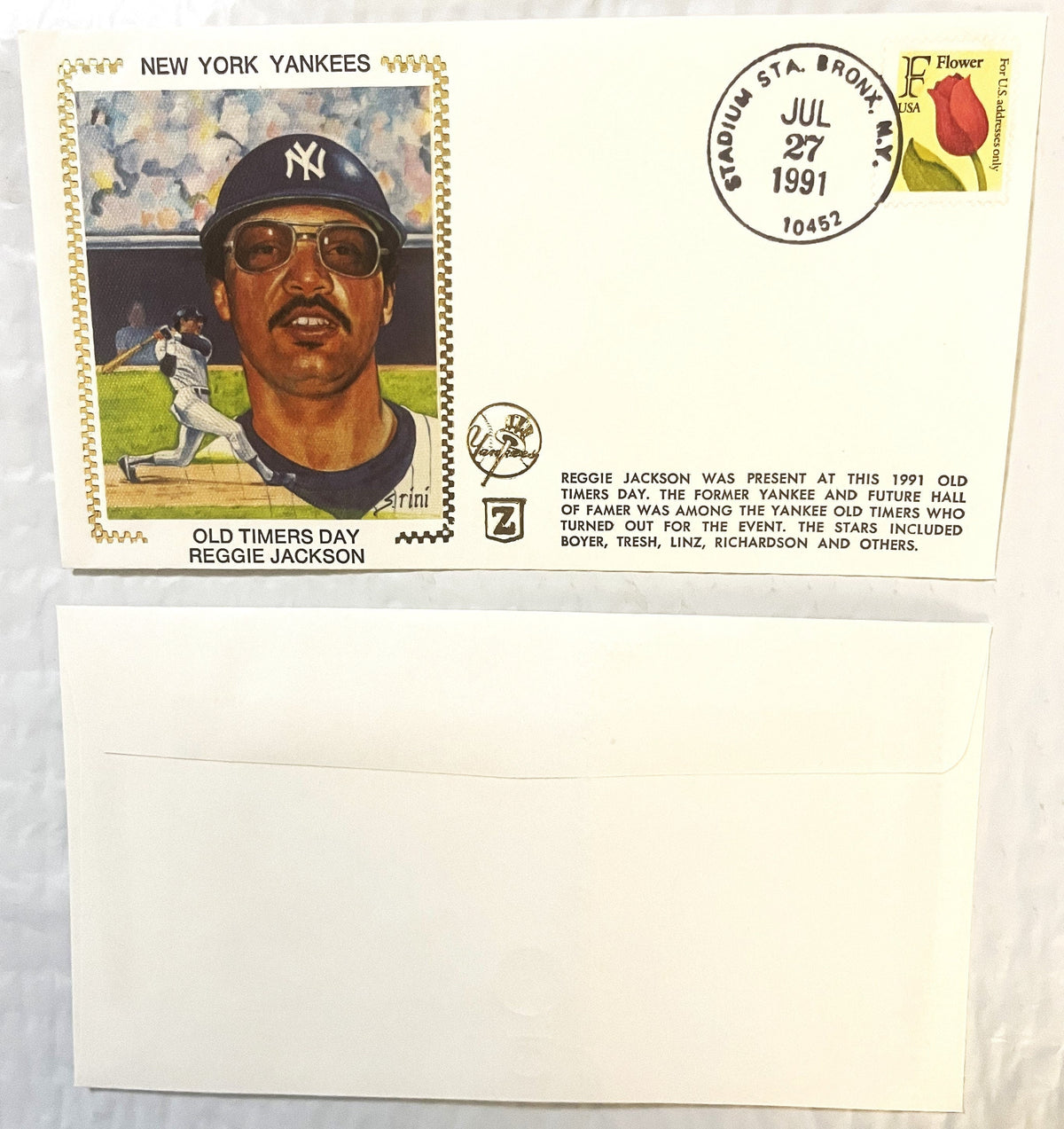 Vintage 1991 Reggie Jackson Gold Embossed Yankees Collectible Envelope