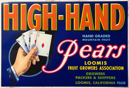 Vintage 70s High Hand Pear Label Brings Loomis Charm to Life