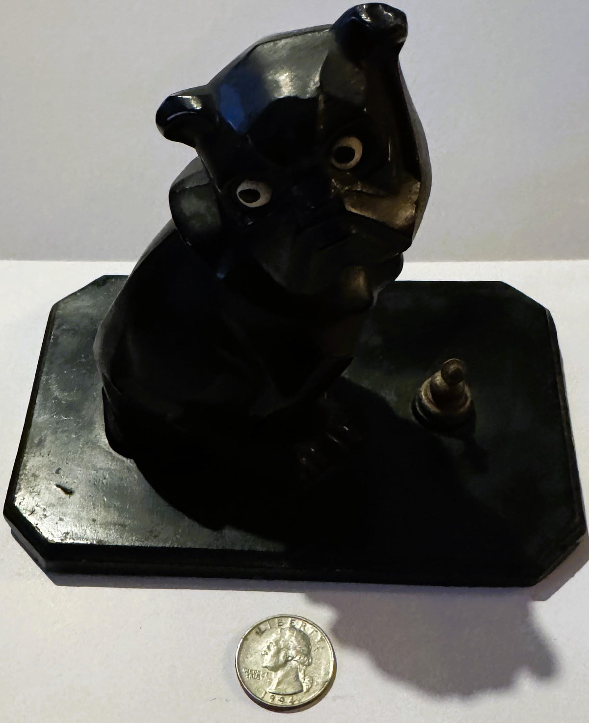 Vintage Art Deco Bulldog Inkwell Base 🐶 – Interwar European Cast Metal Desk Piece