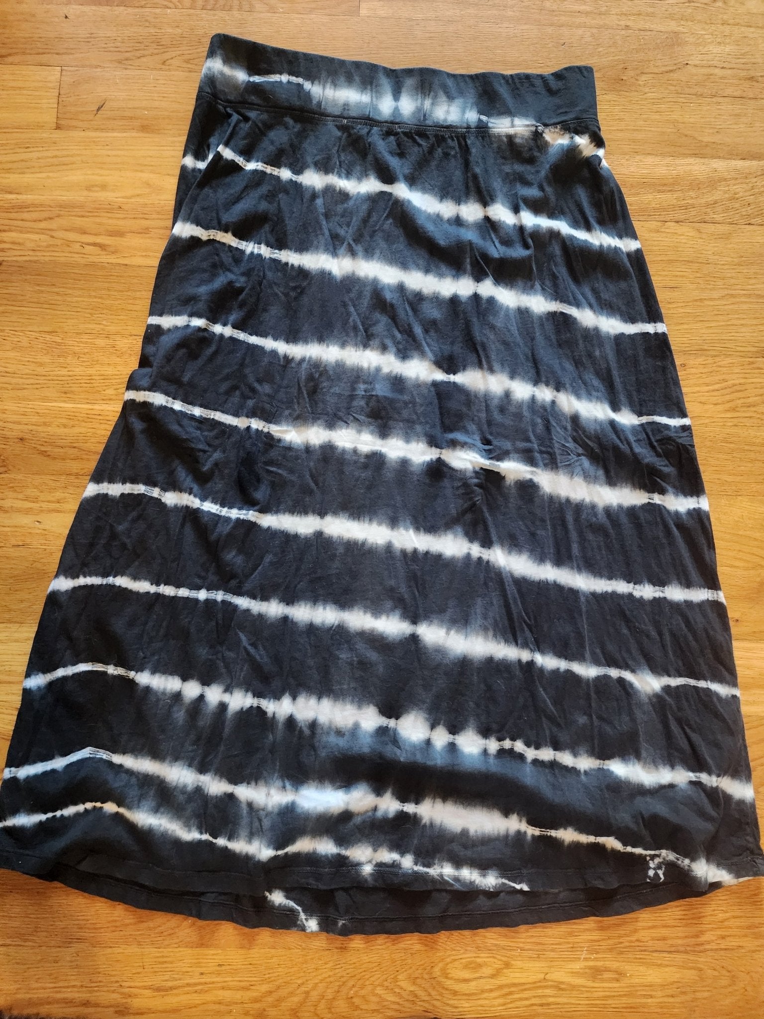 Indigo Skirt Long black & White Tie - Dyed Pull - On Maxi XL - I Bought a Yard Sale
