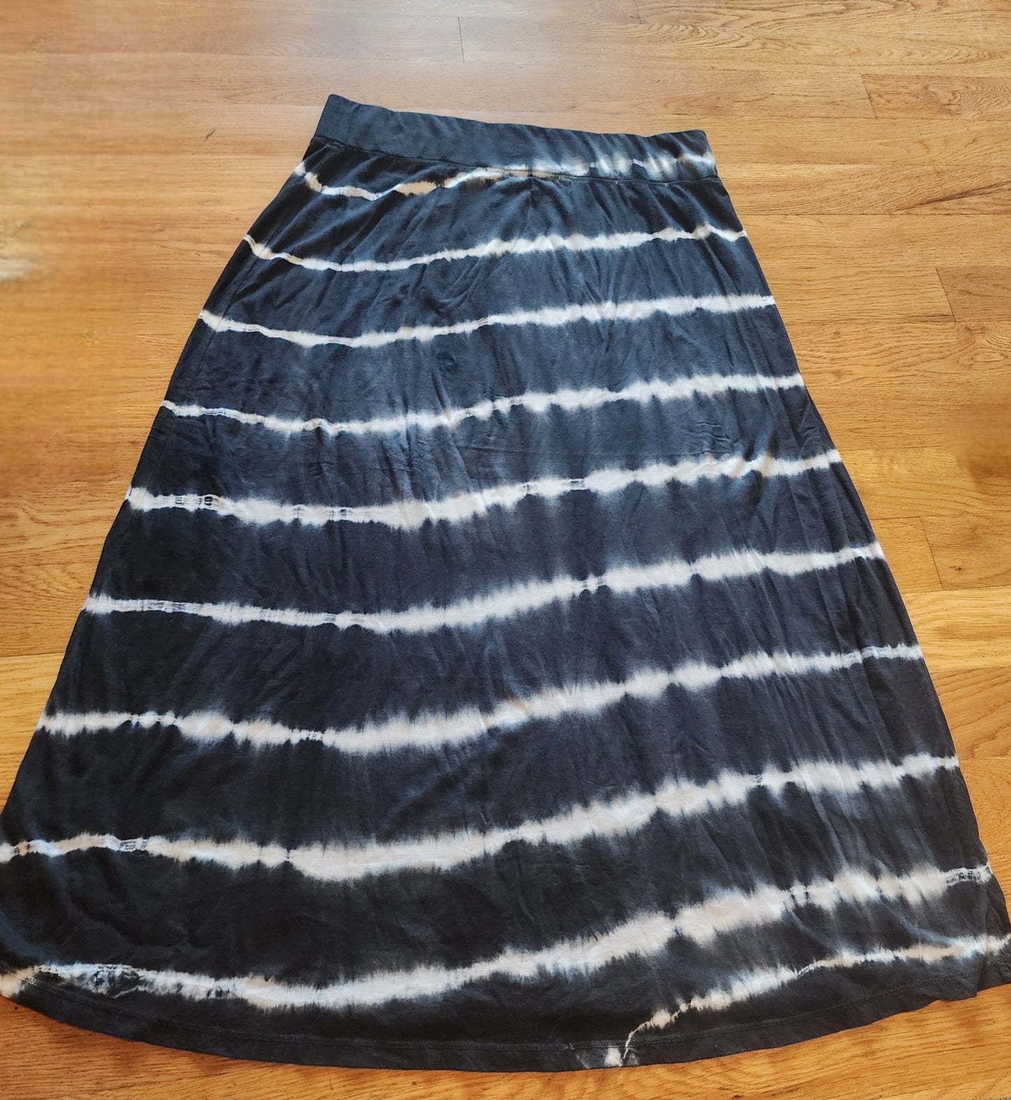Indigo Skirt Long black & White Tie - Dyed Pull - On Maxi XL - I Bought a Yard Sale