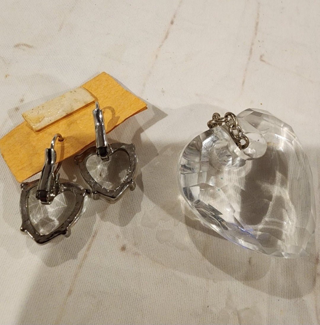 Jewelry Set Matching Adjustable Heart Ring Earrings & Pendent - I Bought a Yard Sale