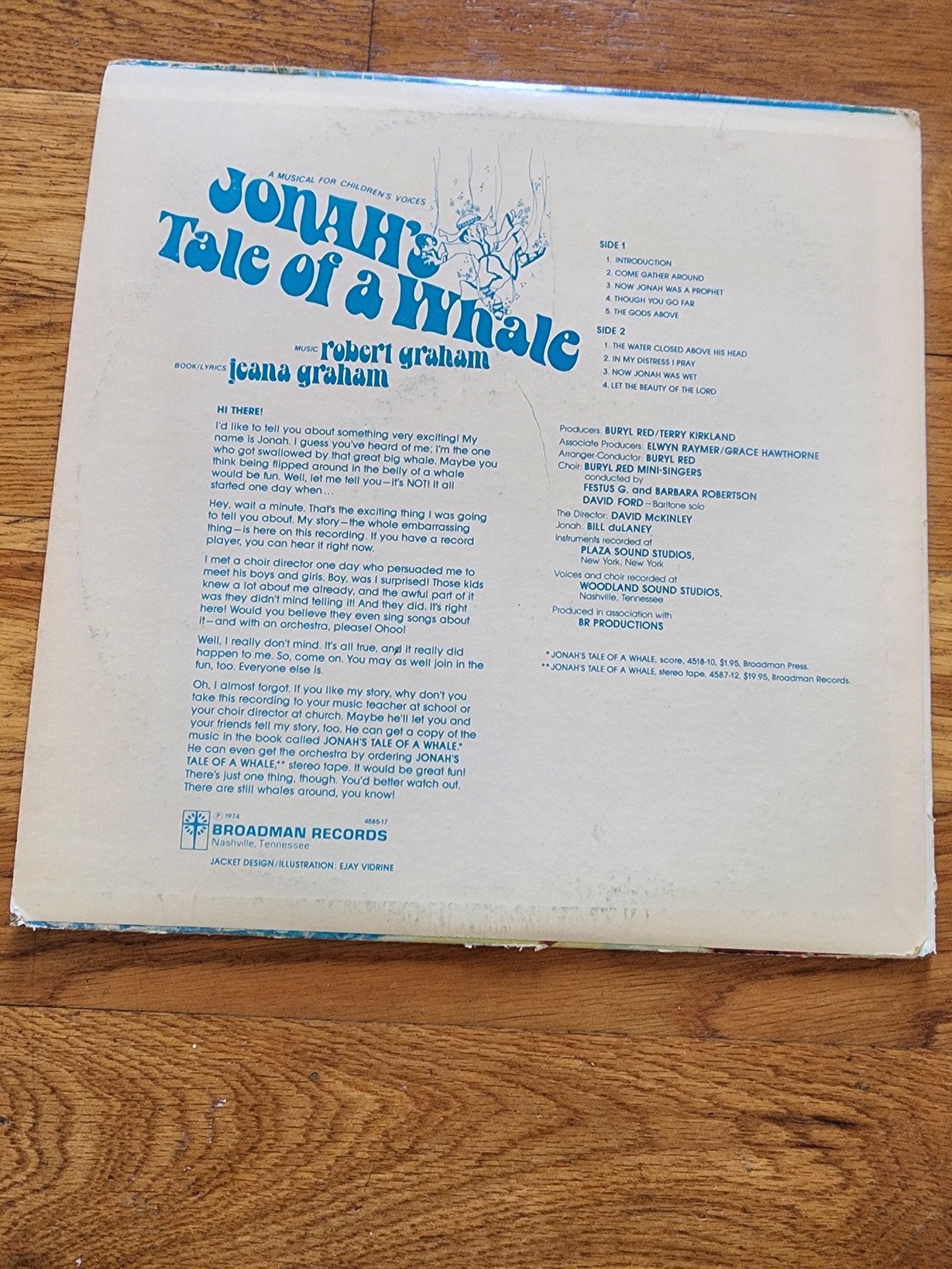 Jonah's tale of the whale 1974 Broadman VTG record vinyl Kids Stories - I Bought a Yard Sale