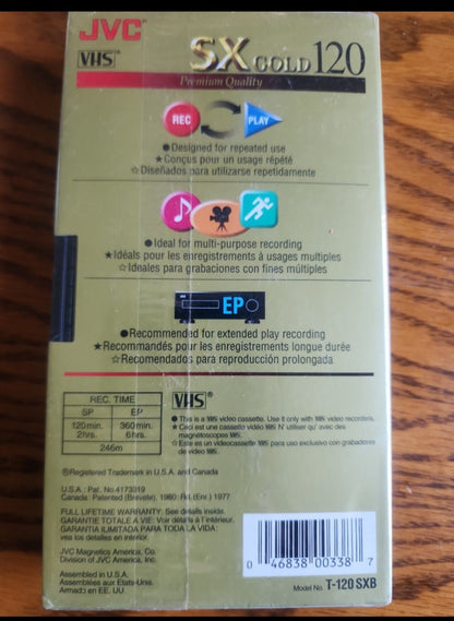 JVC SX GOLD 6 Hours T - 120 VHS BLANK TAPE Factory Sealed NEW for VCR Recorder. - I Bought a Yard Sale