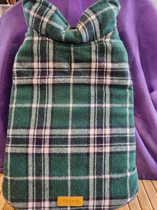 Kuoser Reversible Dog Coat size small Green Flannel/Black New without tags - I Bought a Yard Sale