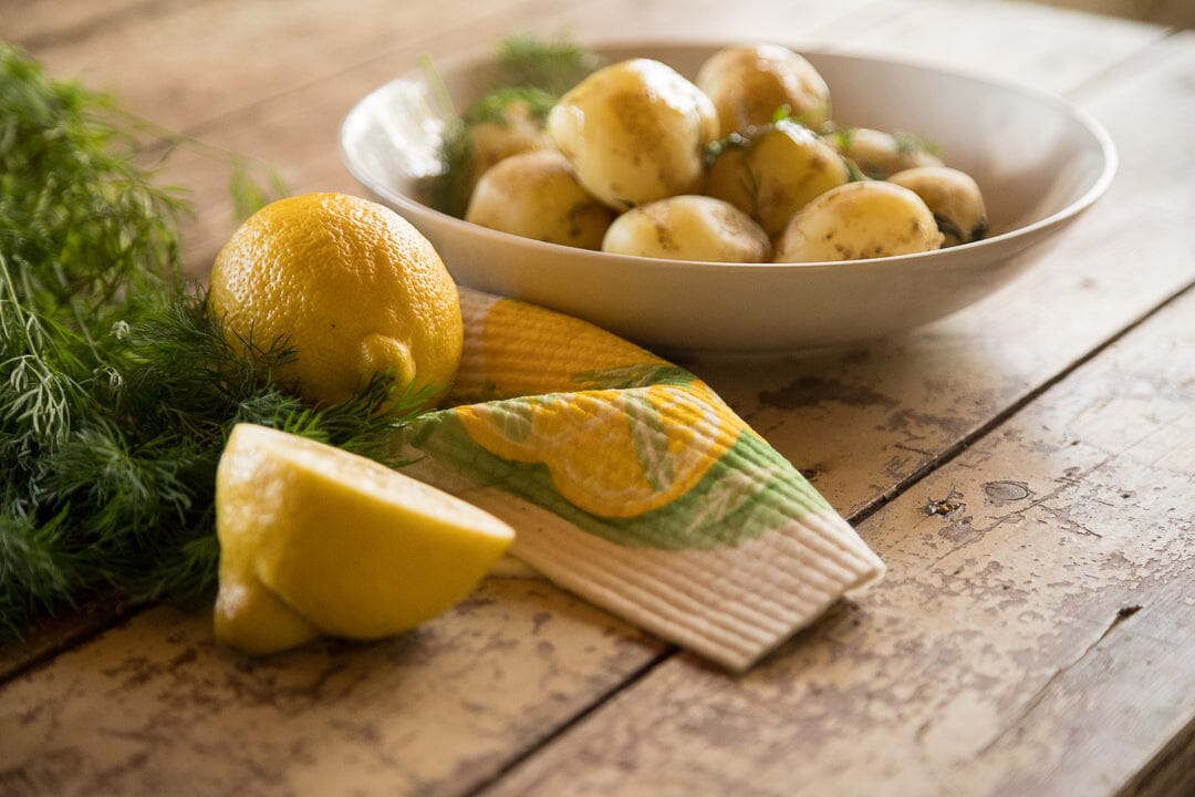 Lemons & Sage Swedish Dishcloth | Yellow & Green | Sweetgum Home - I Bought a Yard Sale