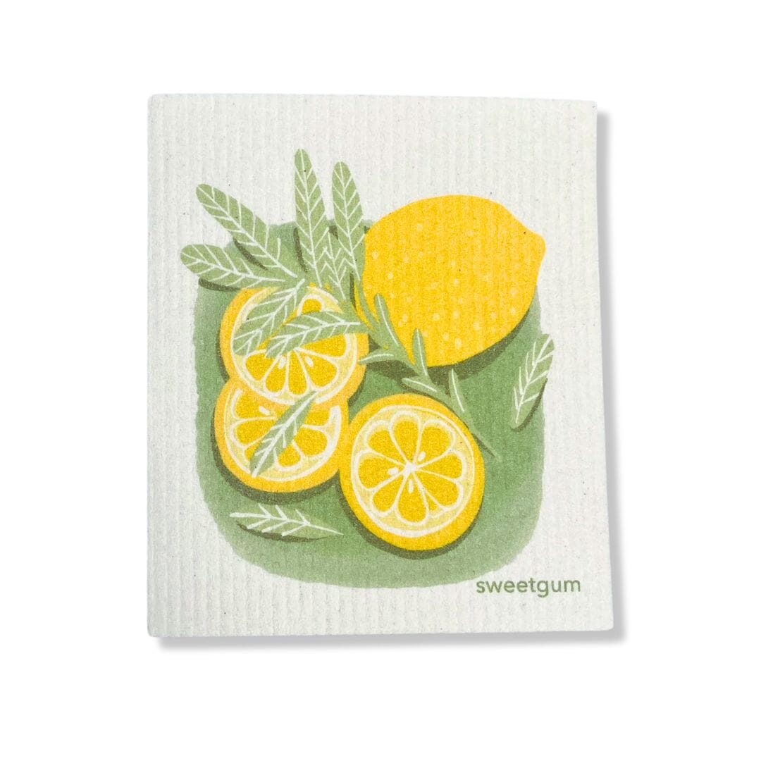 Lemons & Sage Swedish Dishcloth | Yellow & Green | Sweetgum Home - I Bought a Yard Sale