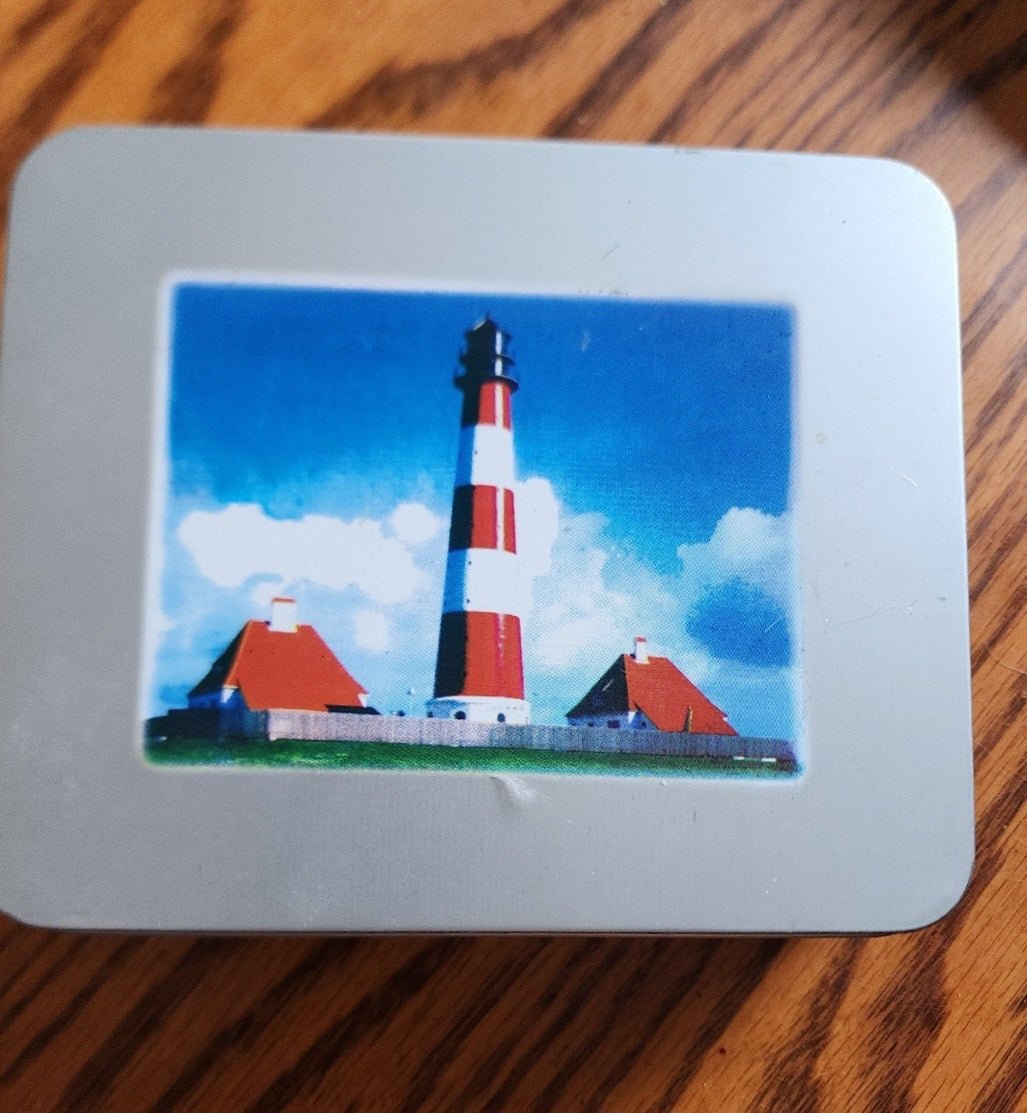 Lighthouse Pocket Watch and Money Clip in Tin Box - I Bought a Yard Sale