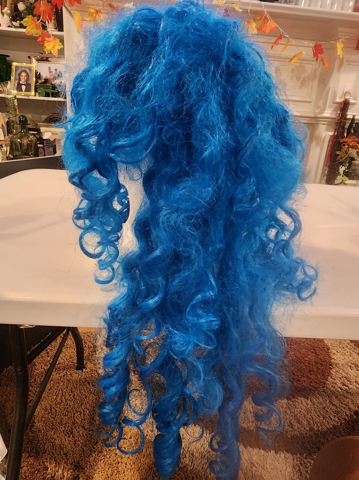 Long, Curly Bright Blue Costume Wig - Cosplay, Halloween, Dress Up - I Bought a Yard Sale
