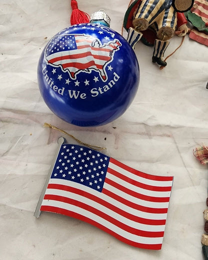 Lot of Patriotic Christmas or 4th of July Ornaments & Figurines Flag Eagle - I Bought a Yard Sale
