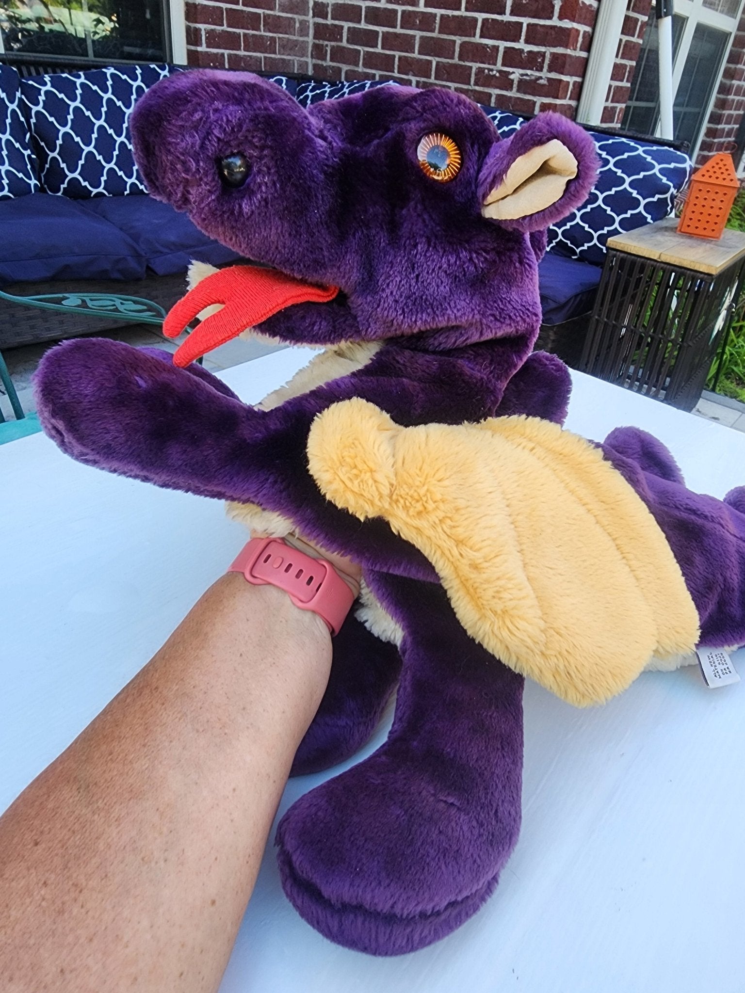 Lucy’s Toys Magnificent Dragon Hand Puppet Purple Gold Vintage - Plush aprox. 25" Large - I Bought a Yard Sale