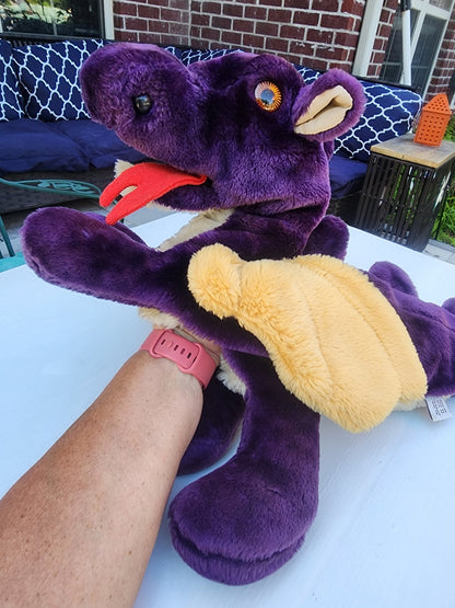 Lucy’s Toys Magnificent Dragon Hand Puppet Purple Gold Vintage - Plush aprox. 25" Large - I Bought a Yard Sale