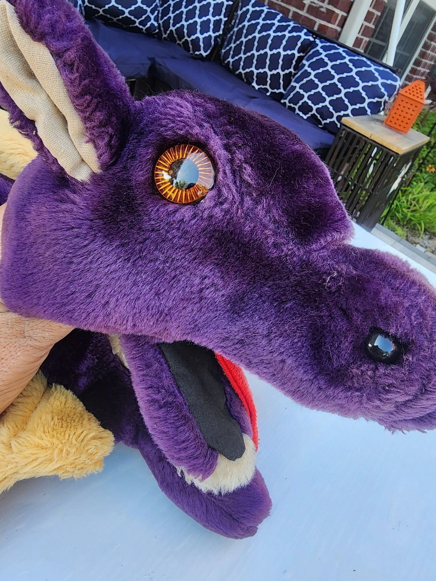 Lucy’s Toys Magnificent Dragon Hand Puppet Purple Gold Vintage - Plush aprox. 25" Large - I Bought a Yard Sale