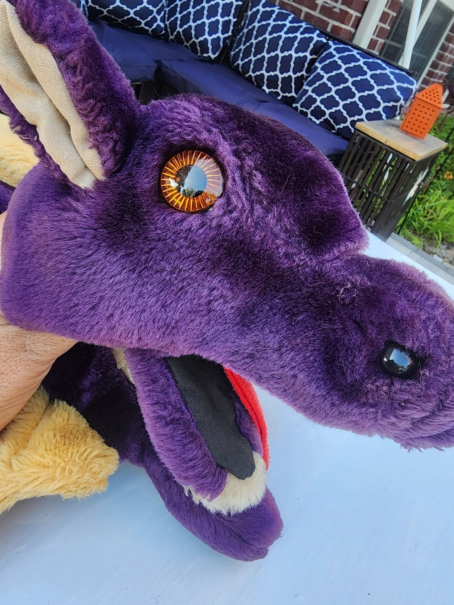Lucy’s Toys Magnificent Dragon Hand Puppet Purple Gold Vintage - Plush aprox. 25" Large - I Bought a Yard Sale