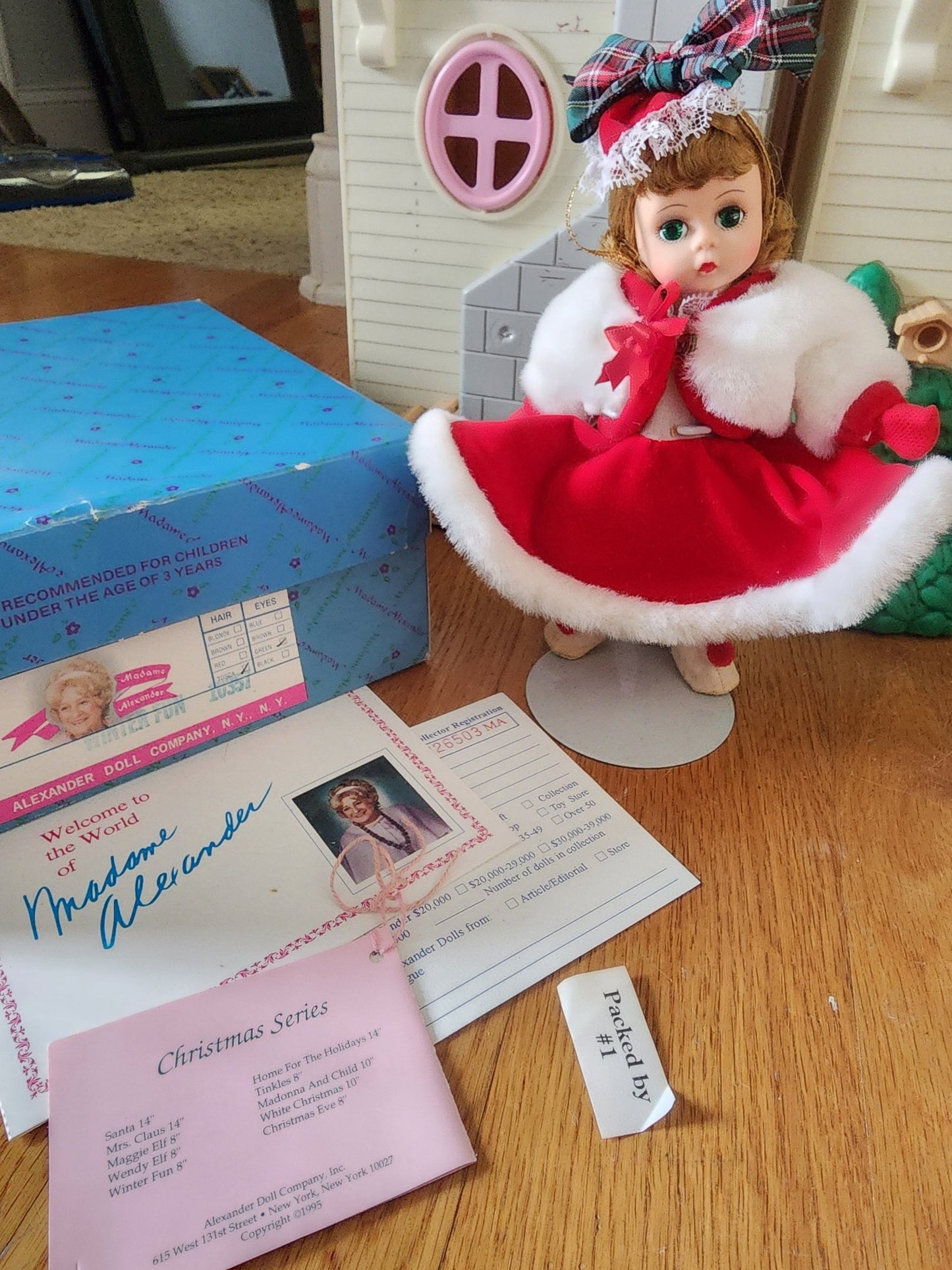 Madame Alexander Doll Winter Fun 10357, w/Tags, Reg Cards & Custom Stand & box - I Bought a Yard Sale