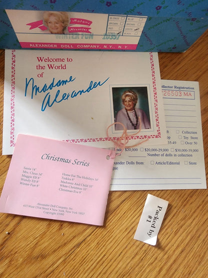 Madame Alexander Doll Winter Fun 10357, w/Tags, Reg Cards & Custom Stand & box - I Bought a Yard Sale
