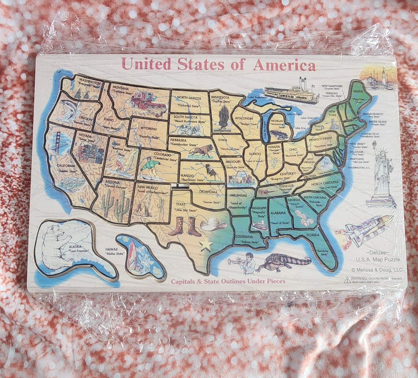Melissa & Doug All WOOD UNITED STATES Puzzle with Capitals - I Bought a Yard Sale