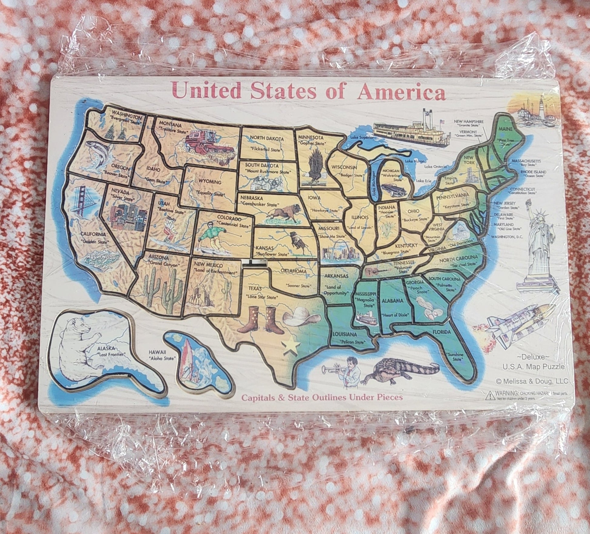 Melissa & Doug All WOOD UNITED STATES Puzzle with Capitals - I Bought a Yard Sale