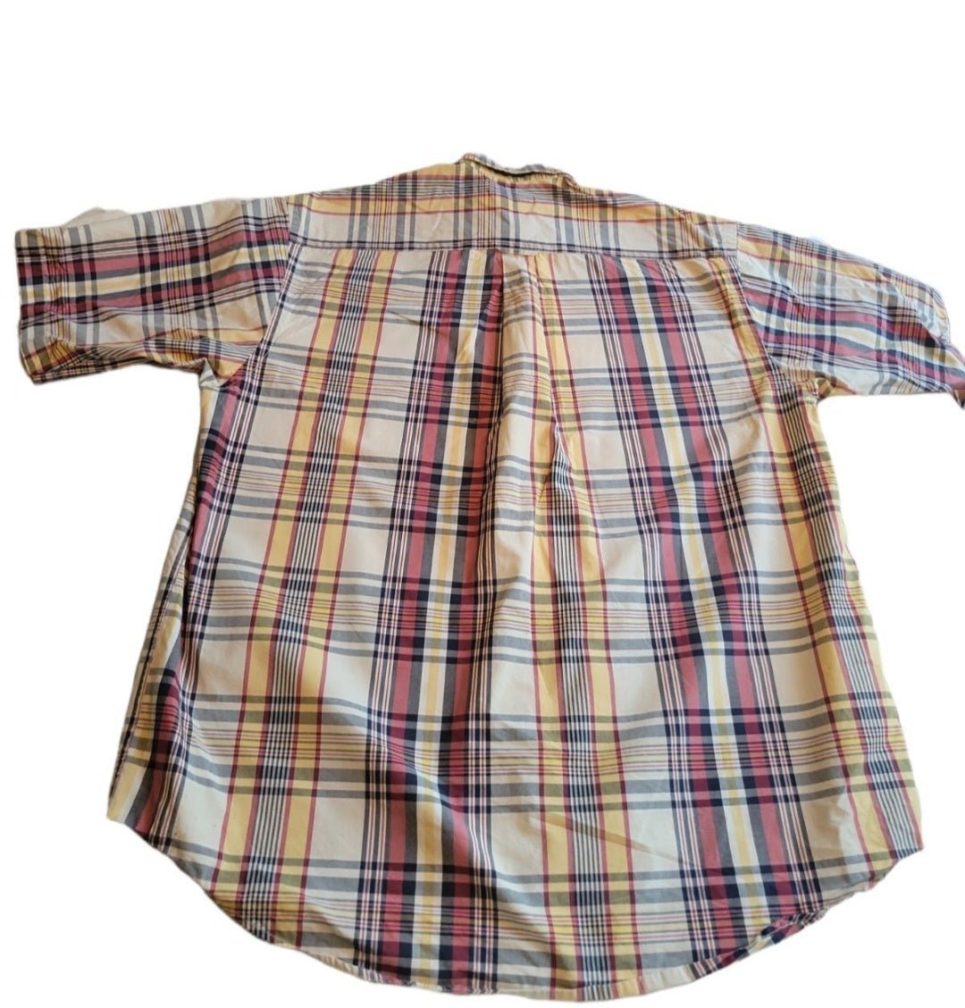 Men's Nautical Button Down plaid Shirt L - I Bought a Yard Sale