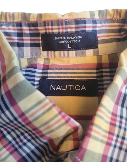 Men's Nautical Button Down plaid Shirt L - I Bought a Yard Sale