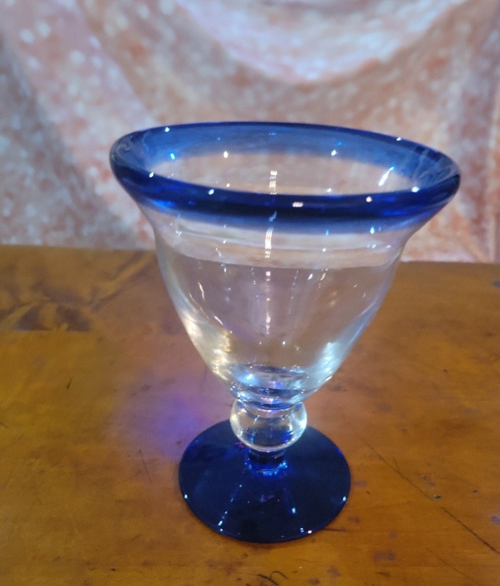 Mexican Blue Rim cocktail Glass - I Bought a Yard Sale