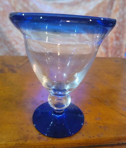 Mexican Blue Rim cocktail Glass - I Bought a Yard Sale