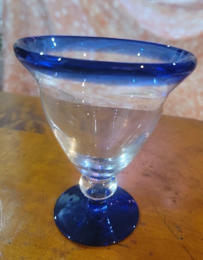 Mexican Blue Rim cocktail Glass - I Bought a Yard Sale