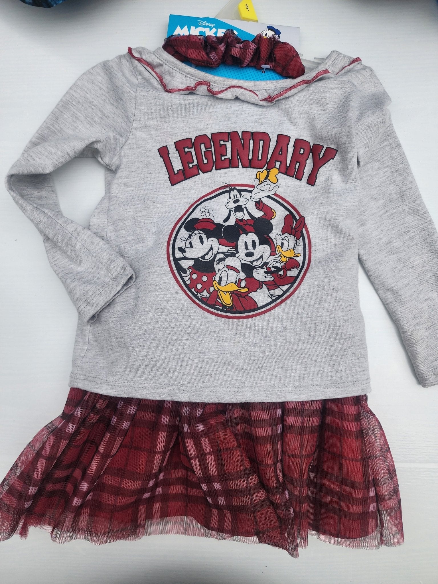 Mickey Mouse Girls Long Sleeve Top, Tutu Skirt, and Scrunchie 3T - I Bought a Yard Sale