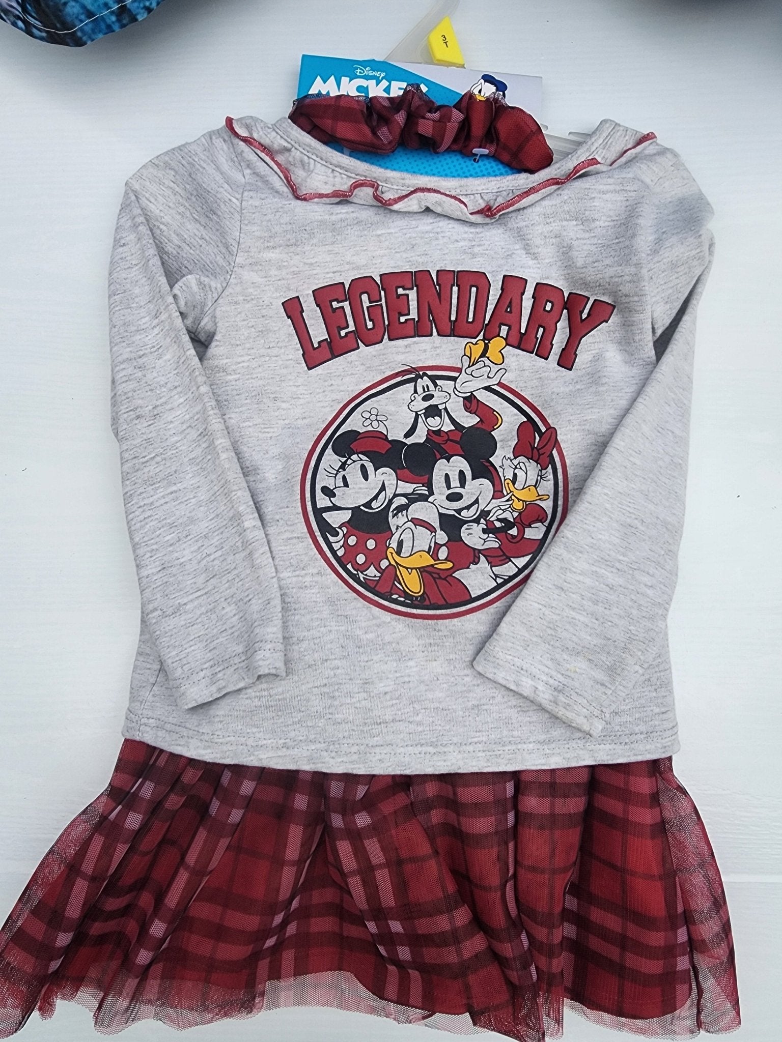 Mickey Mouse Girls Long Sleeve Top, Tutu Skirt, and Scrunchie 3T - I Bought a Yard Sale