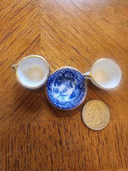 Miniature China teacups and saucer blue & white - I Bought a Yard Sale