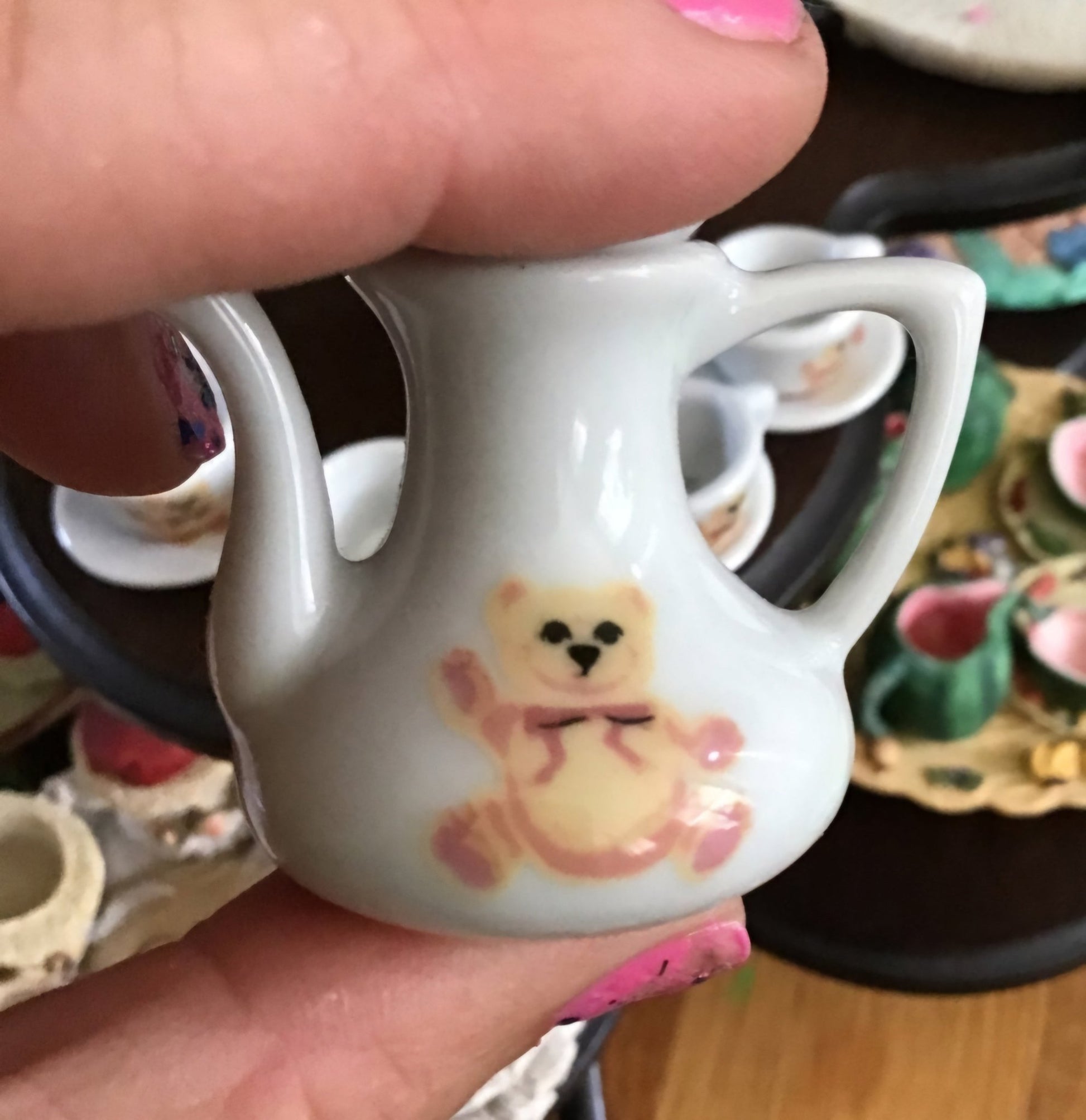 Miniature Porcelain Teddy Bear Tea Set - I Bought a Yard Sale