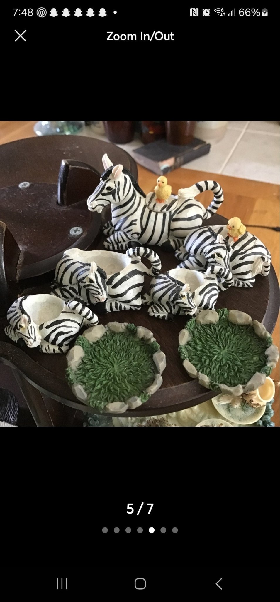 Miniature Zebra Tea set 8 pieces with pedestal - I Bought a Yard Sale