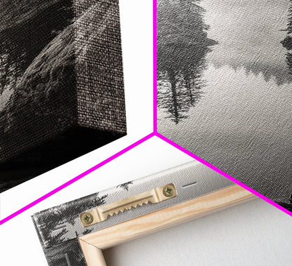 Misty Forest, River Reflection, Foggy Pines, Mountain Silence, Framed Canvas Print, Bedroom Wall Art, Tranquil Nature Photography, Zen Decor - I Bought a Yard Sale