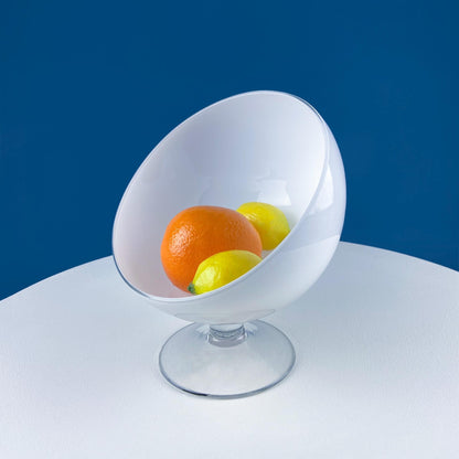 Modern White & Clear Glass Vase with Swirl Handle. Unique White Cased Hand Blown Art Glass with Scroll. Bath Storage. Interior Design Ideas. - I Bought a Yard Sale