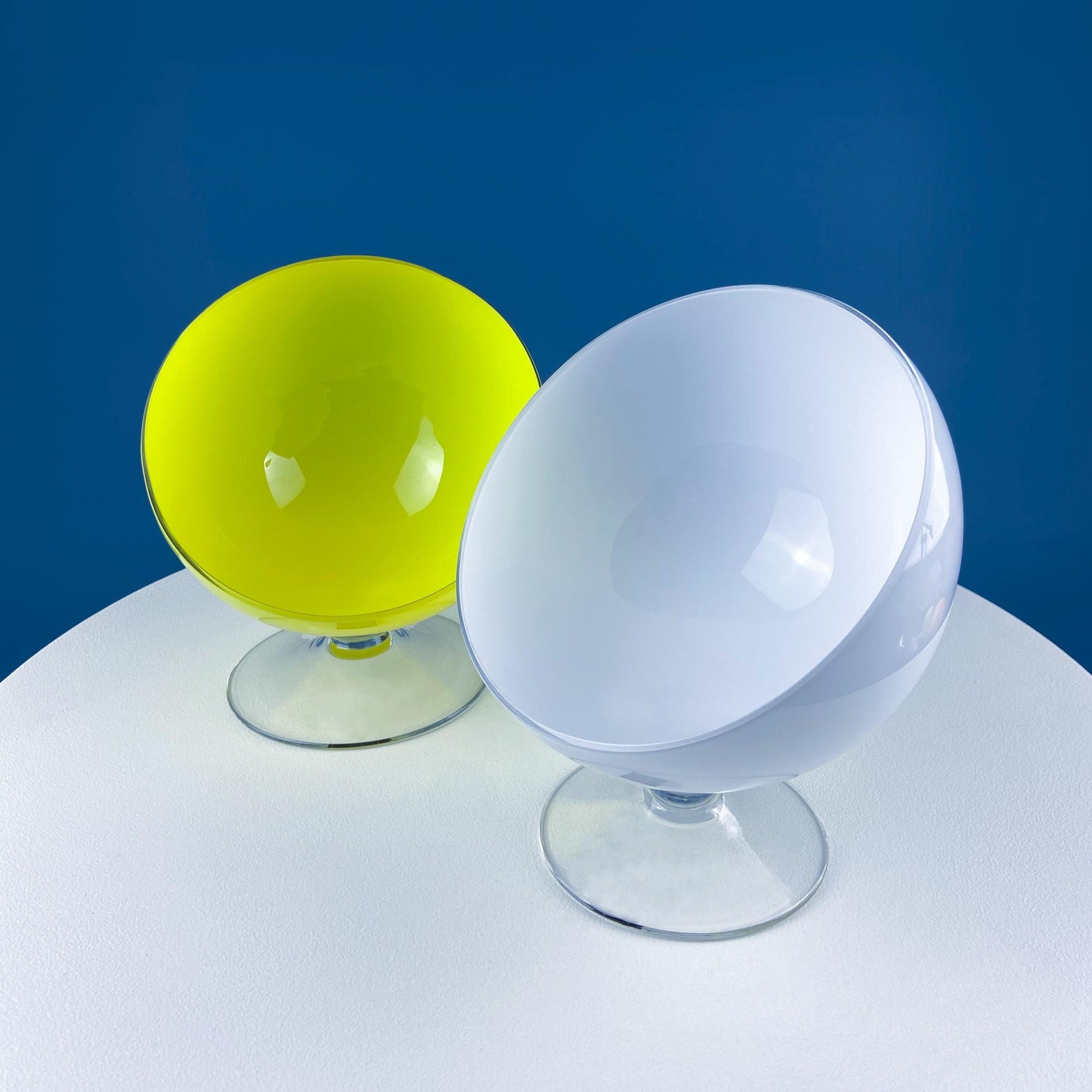 Modern White & Clear Glass Vase with Swirl Handle. Unique White Cased Hand Blown Art Glass with Scroll. Bath Storage. Interior Design Ideas. - I Bought a Yard Sale