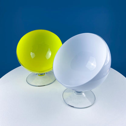 Modern White & Clear Glass Vase with Swirl Handle. Unique White Cased Hand Blown Art Glass with Scroll. Bath Storage. Interior Design Ideas. - I Bought a Yard Sale