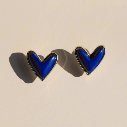 Navy Stone Sweetheart Studs - I Bought a Yard Sale