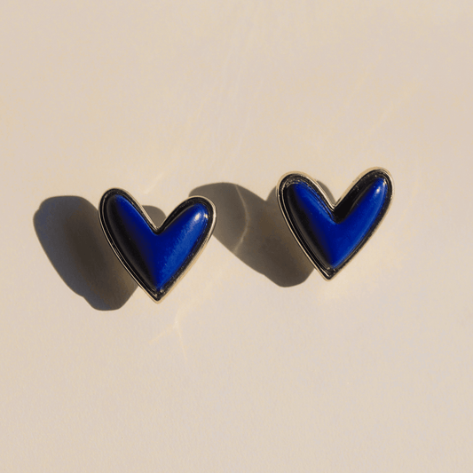 Navy Stone Sweetheart Studs - I Bought a Yard Sale