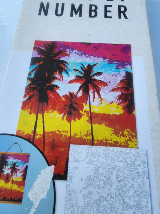 NEW 2020 Artiscapes Sunset Palm Trees Paint By Number Kit 16x20 w/ Wood Frame - I Bought a Yard Sale