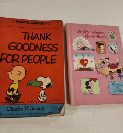 Nostalgic Charlie Brown Book Duo Vintage Charlie Brown Books Thank Goodness for People, Be my Valentine - I Bought a Yard Sale
