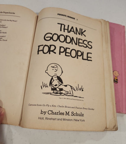 Nostalgic Charlie Brown Book Duo Vintage Charlie Brown Books Thank Goodness for People, Be my Valentine - I Bought a Yard Sale