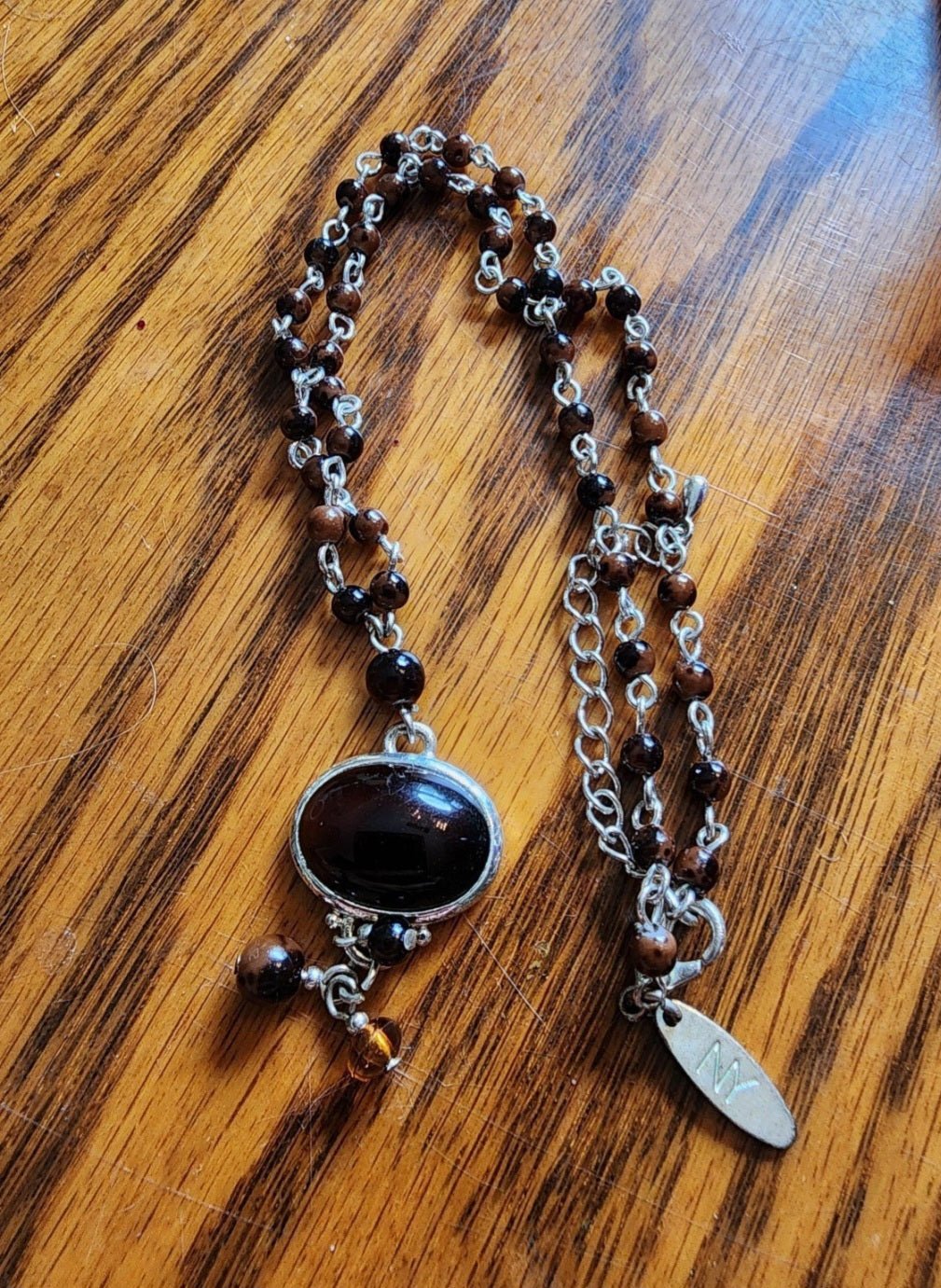 NY necklace with gold tone Accents and brown Beads - I Bought a Yard Sale